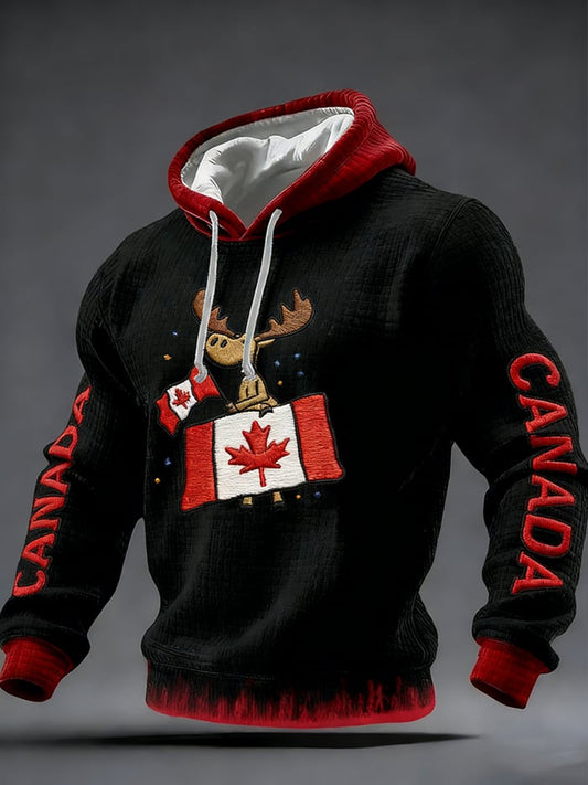 Men's Vintage Canadian Ice Hockey Print Hoodie
