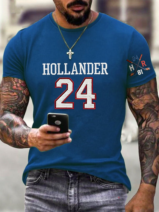 Men's Vintage Romantic Ice Hockey Print T-shirt