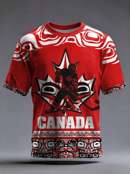 Men's Canada Hockey Printed Casual T-Shirt