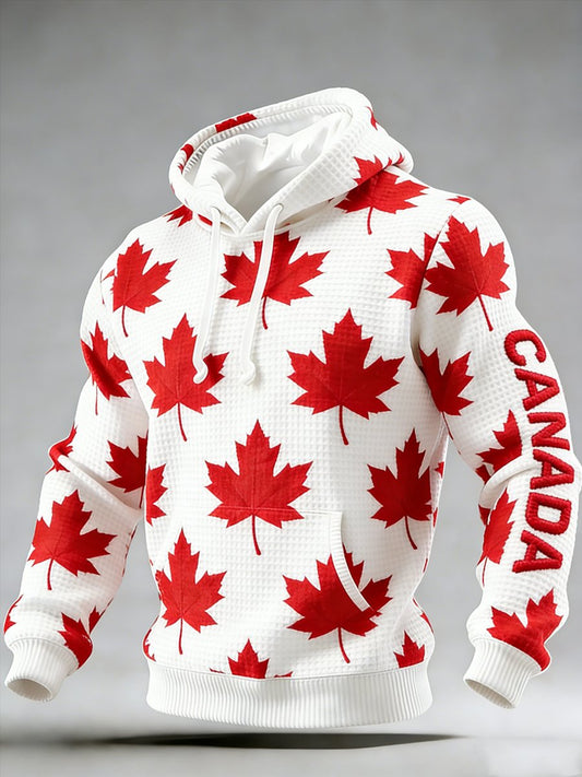 Men's Vintage Canadian Ice Hockey Print Hoodie