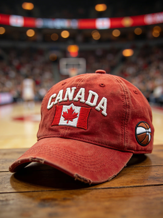 Retro Canadian Flag Maple Leaf Basketball Casual Baseball Cap