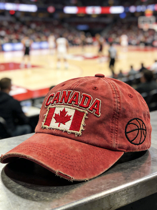 Retro Canadian Flag Basketball Casual Baseball Cap