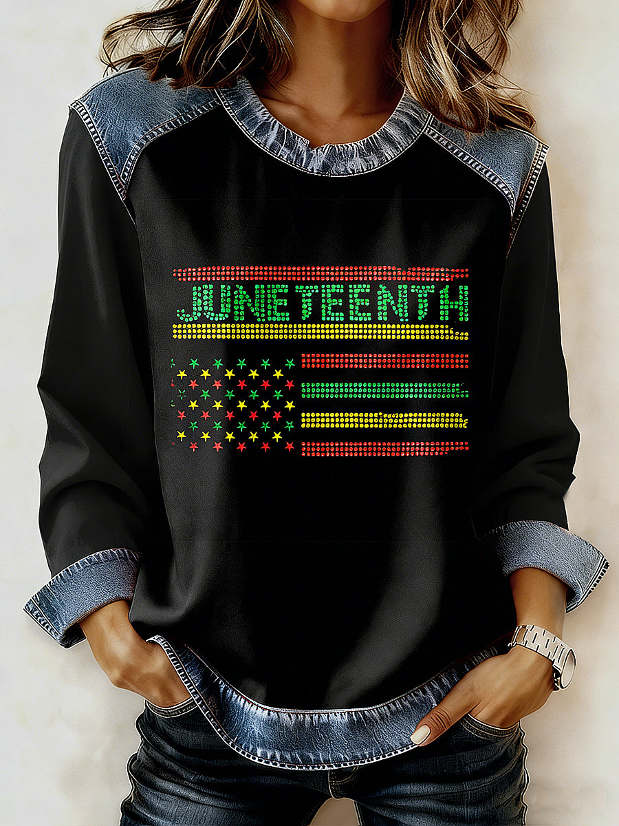 Women's Black History Month Printed Collar Long Sleeve Hoodie