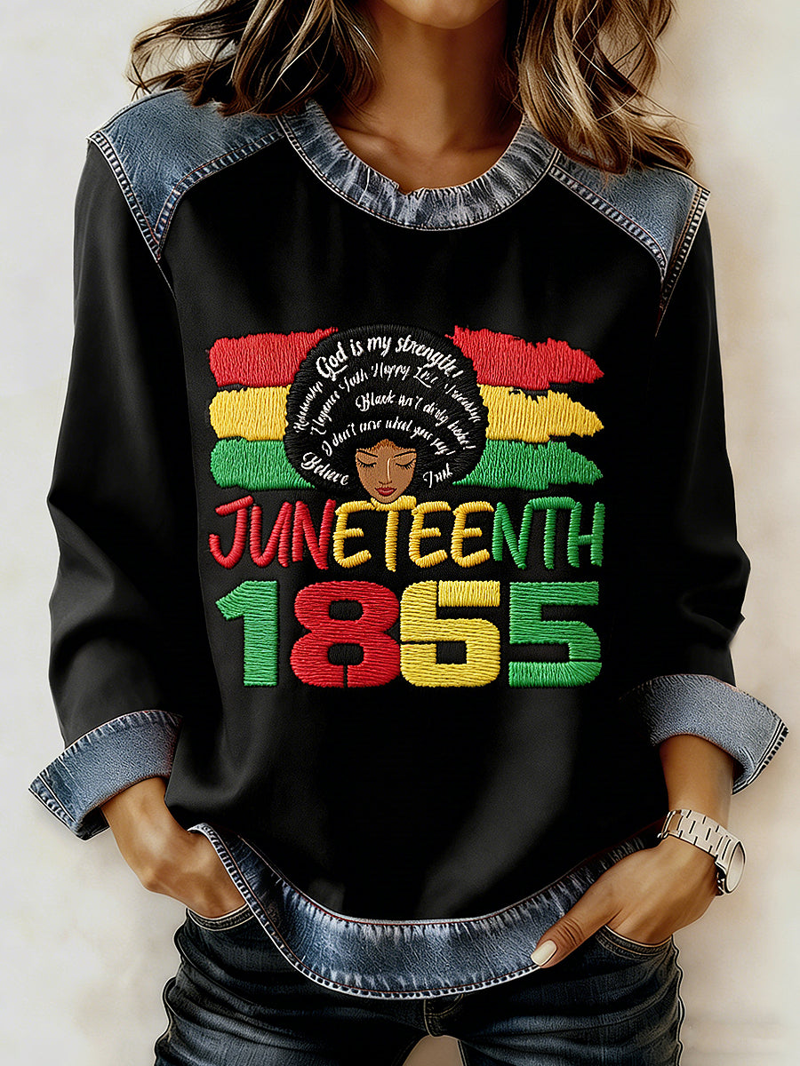 Women's Black History Month Printed Collar Long Sleeve Hoodie