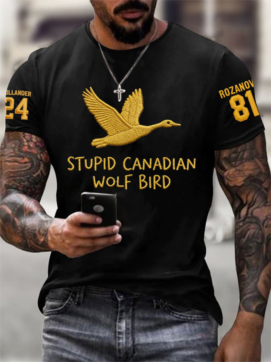 Men's Hockey Romance Embroidery Pattern T-Shirt