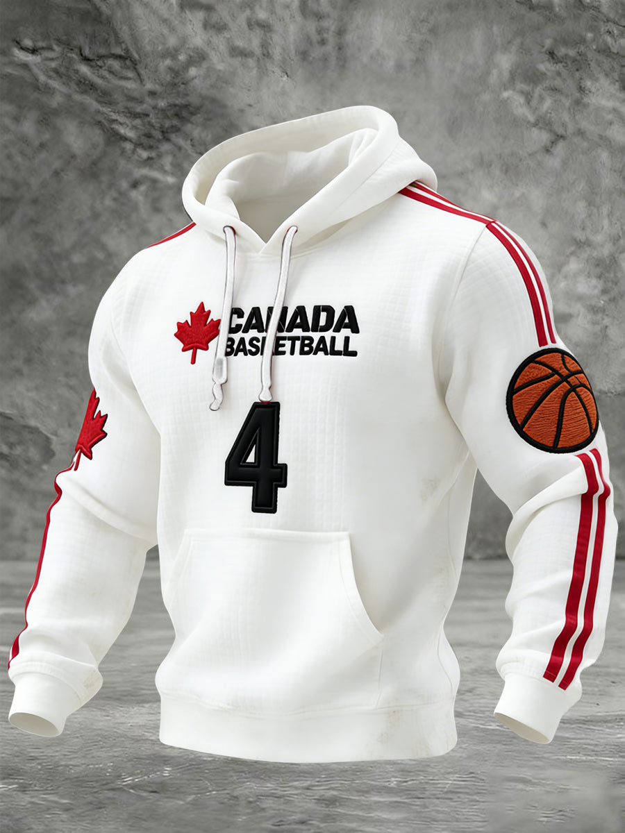 Retro Canadian Basketball No. 4 Commemorative Casual Waffle Hoodie