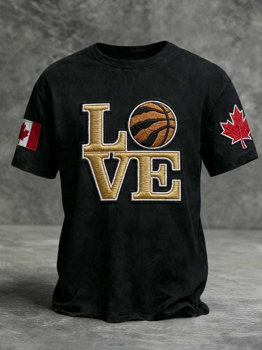 Retro Canadian LOVE Basketball Commemorative Casual T-Shirt