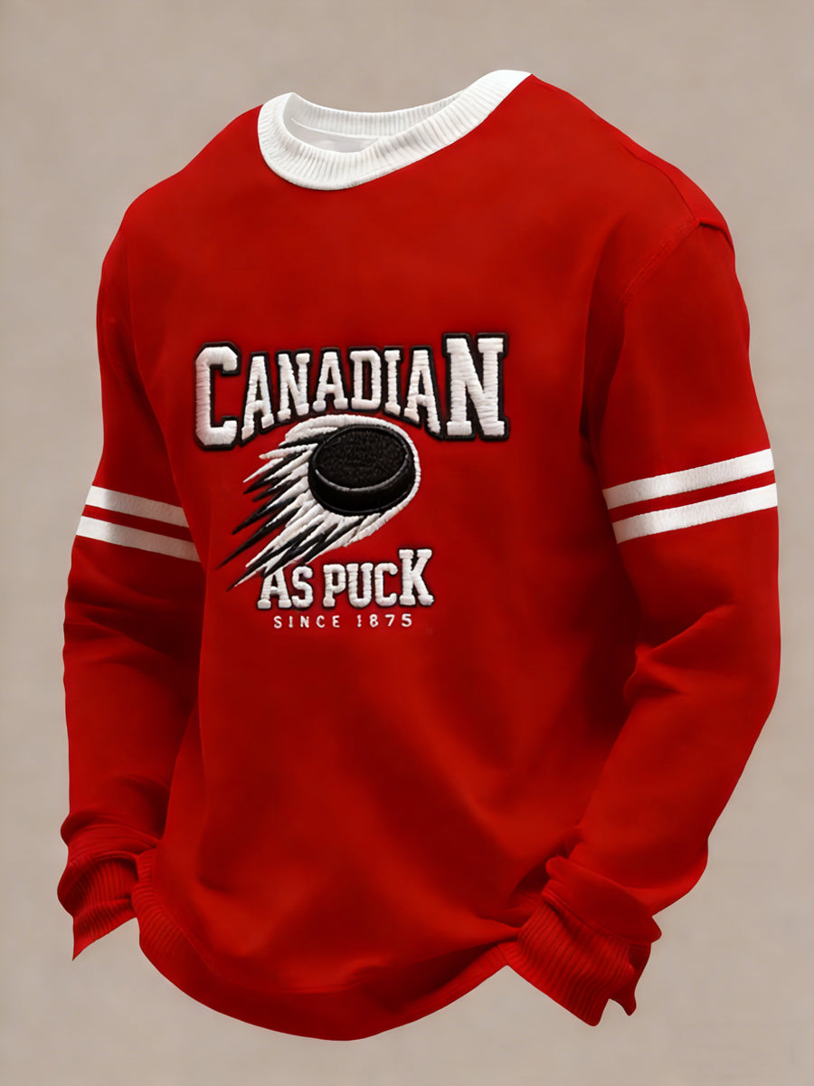 Retro Canadian Hockey Sports Casual Waffle Weave T-Shirt