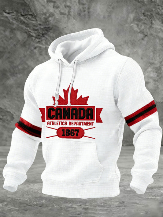 Retro Abstract Canada Hockey 1867 Casual Waffle Weave T-Shirt