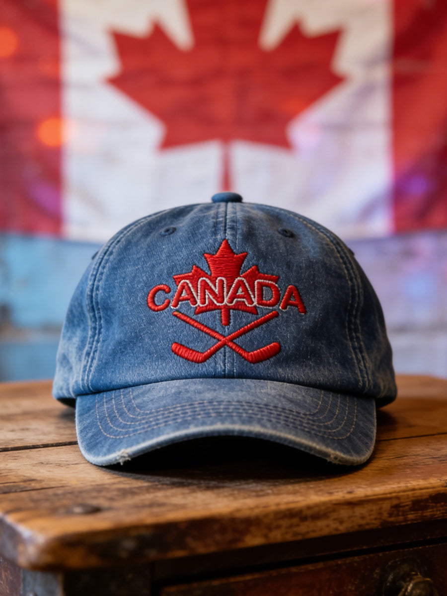 Retro Canadian Hockey Maple Leaf Casual Baseball Cap