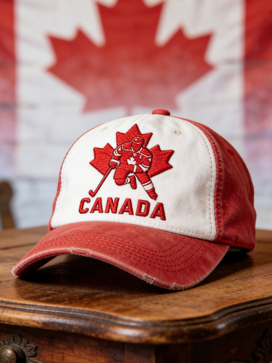 Retro Canadian Hockey Casual Patchwork Baseball Cap