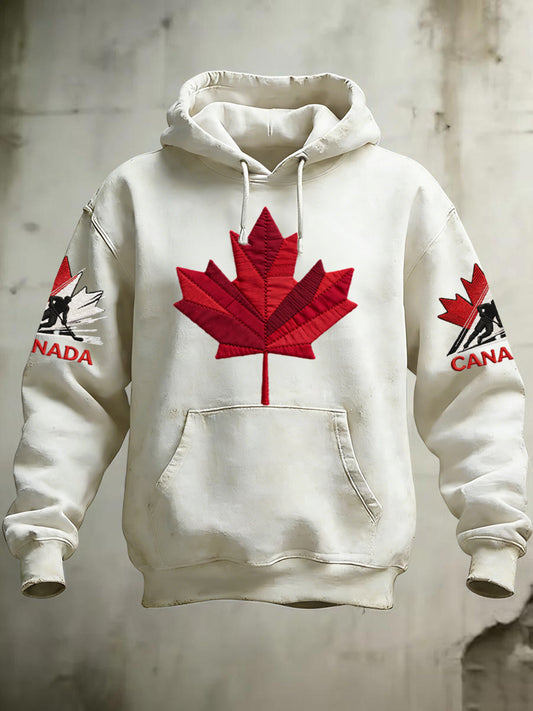 Retro Canadian Hockey Fan Casual Hoodie
