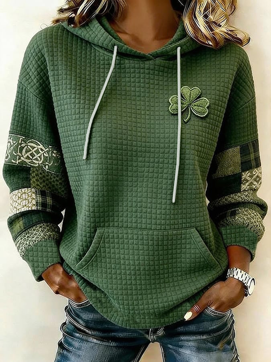 Women's St. Patrick's Day Shamrock Llarge-sized Hooded Sweatshirt