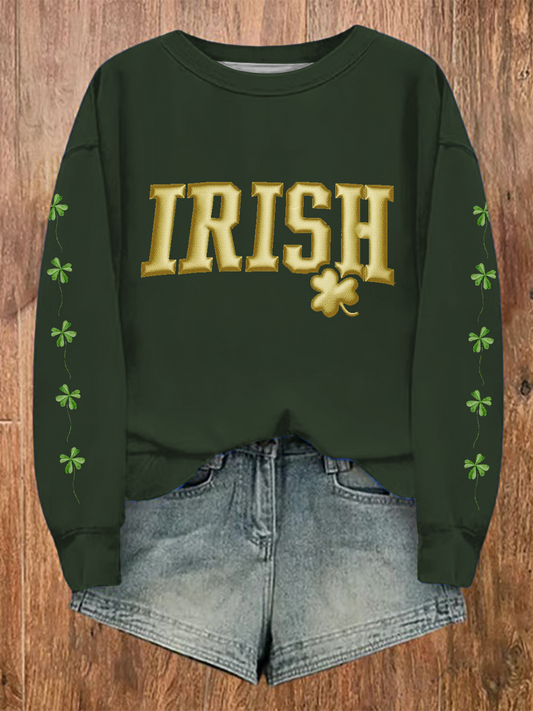 Women's St.Patricks Day Shamrocks Art Printed Sweatshirt