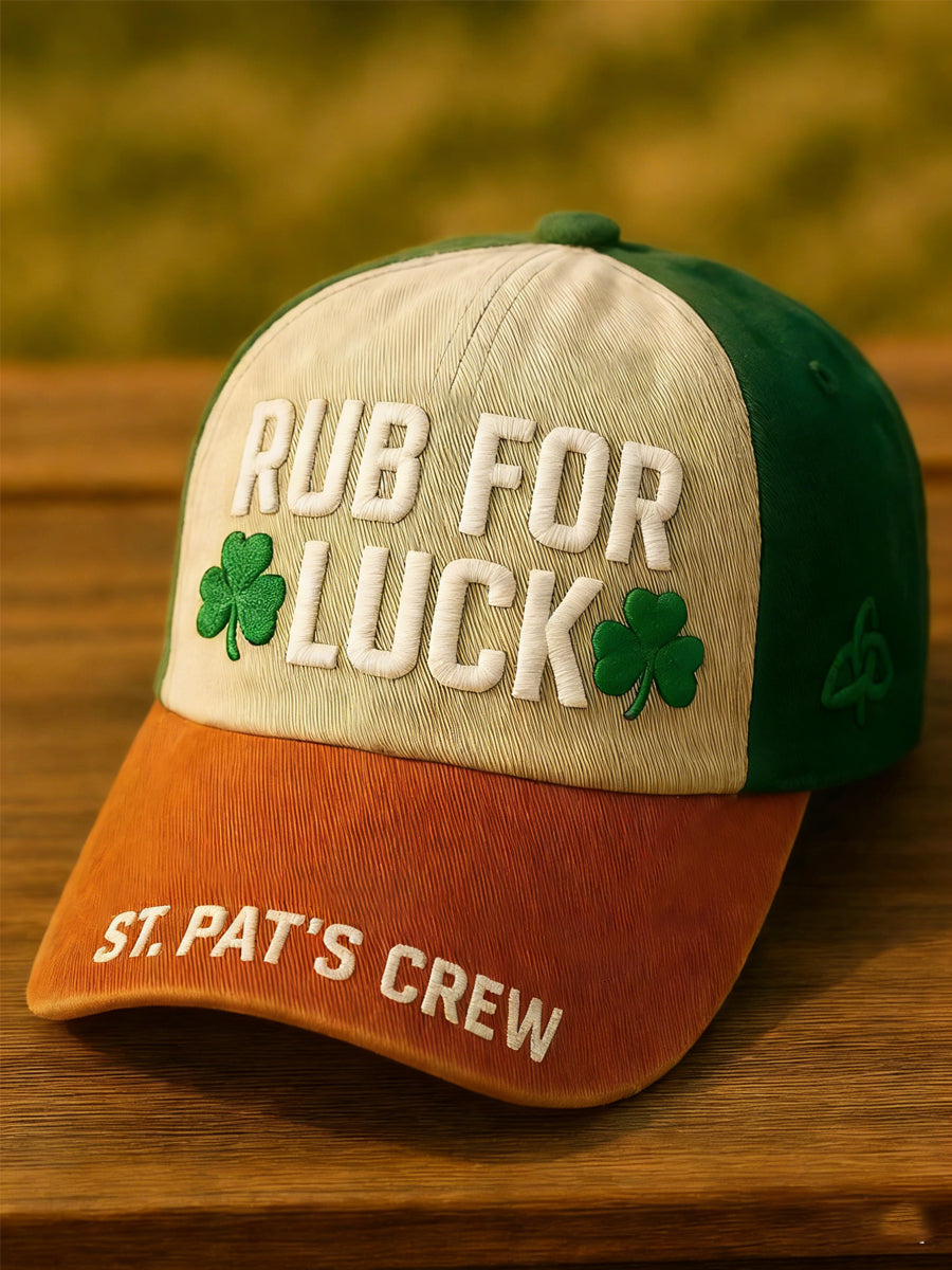 Unisex St. Patrick's Day Rub For Luck Celtic Knot Shamrock Print Hat