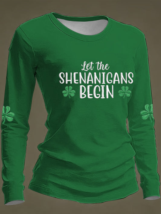 Women's St. Patrick's Day Print Casual Long-Sleeve T-Shirt
