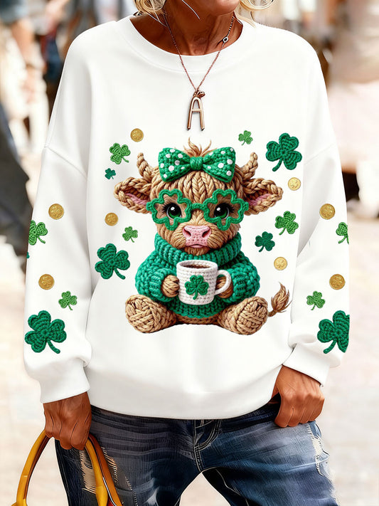 Women's St.Patricks Day Shamrocks Art Printed Sweatshirt