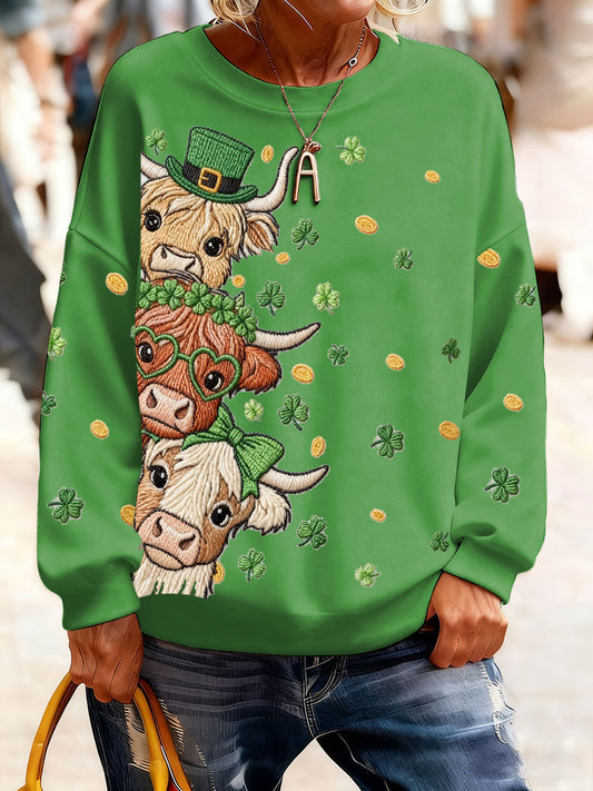 Women's St.Patricks Day Shamrocks Art Printed Sweatshirt