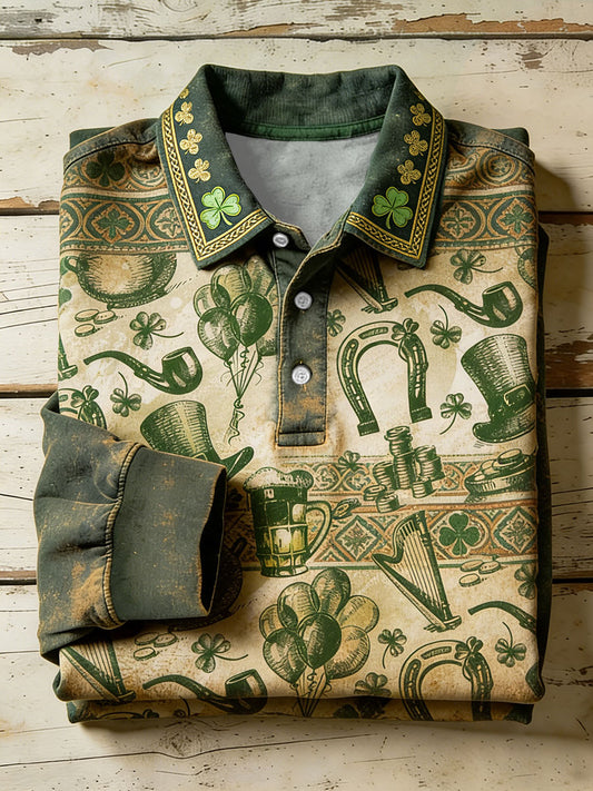 Men's St.Patricks Day Shamrocks Art Printed Casual Tops