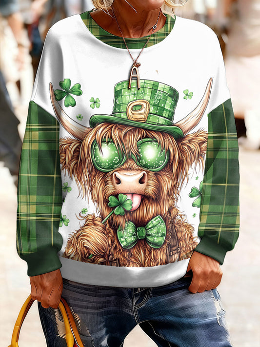 Women's St.Patricks Day Shamrocks Art Printed Sweatshirt