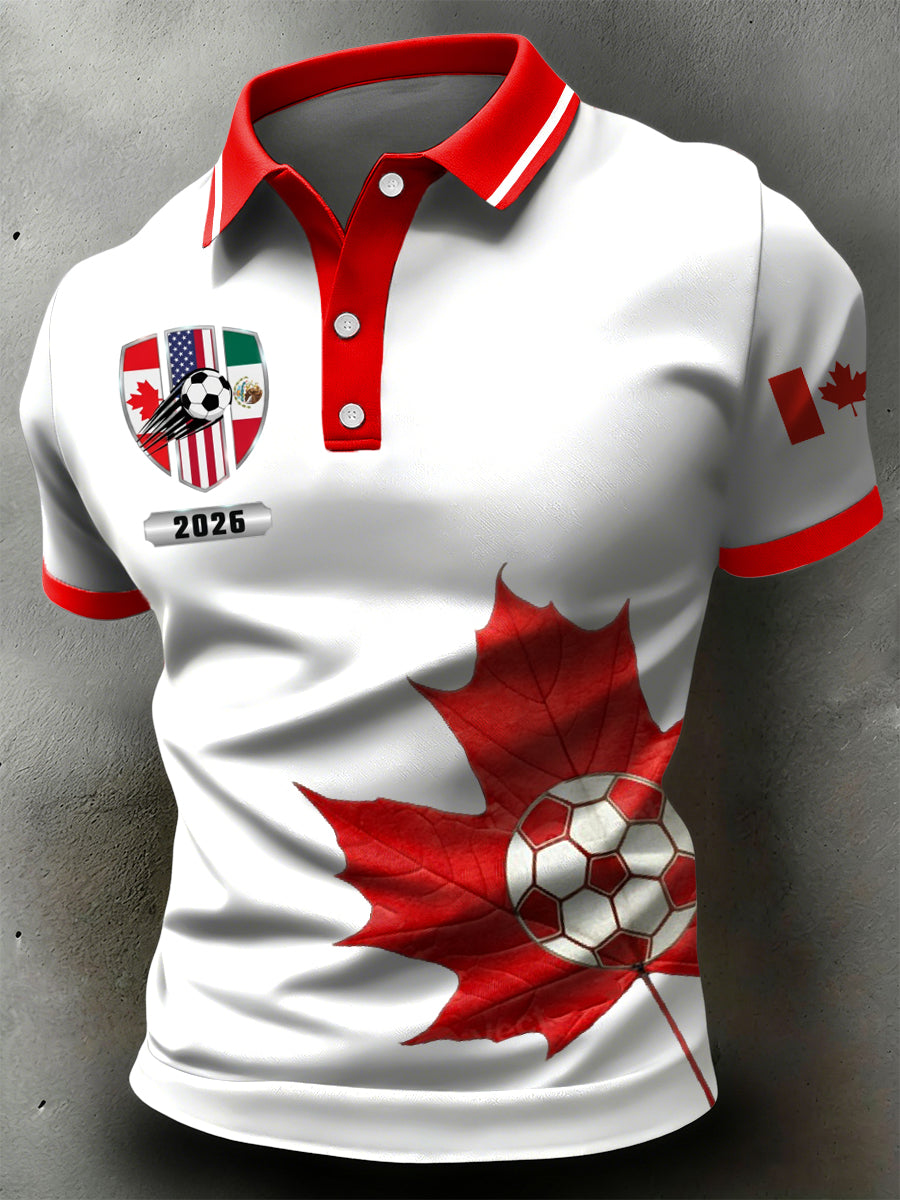 Retro Canada 2026 Soccer Championship Casual Polo Shirt