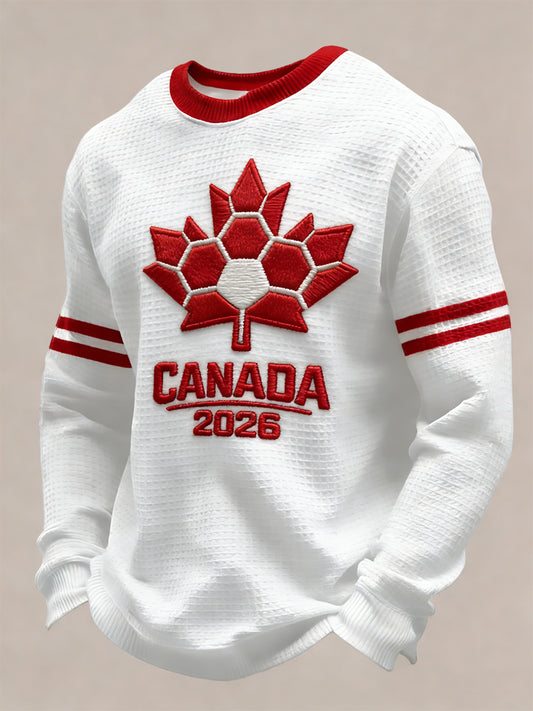 Retro Canada 2026 Soccer Championship Waffle-Weave T-Shirt