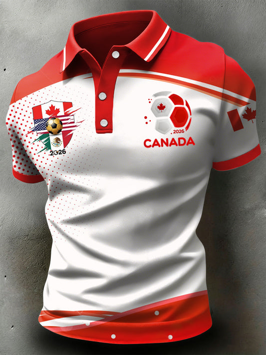 Retro Canada 2026 Soccer Art Casual Polo Shirt