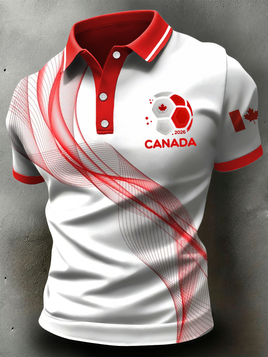 Retro Canada 2026 Soccer Championship Art Casual Polo Shirt