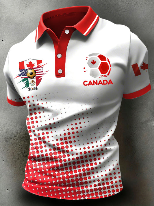 Retro Canada 2026 Soccer Championship Gradient Casual Polo Shirt