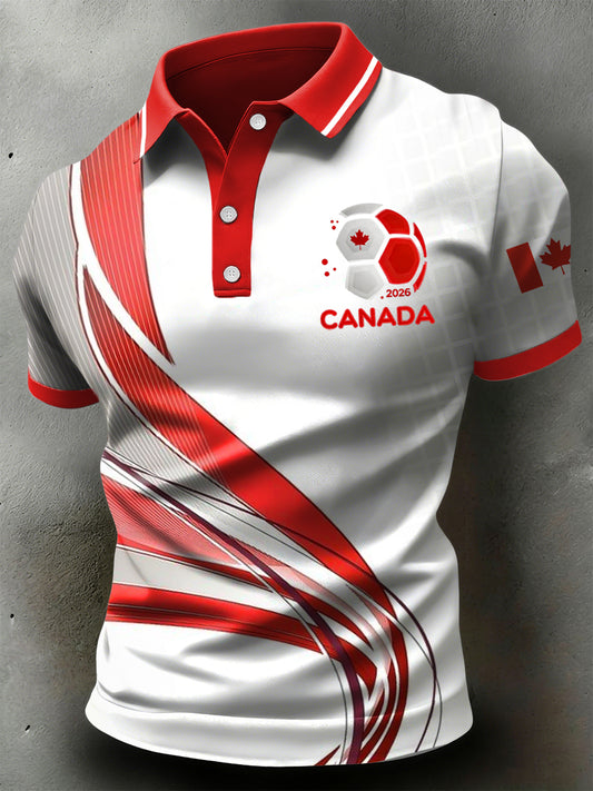 Retro Canada 2026 Soccer Art Casual Polo Shirt