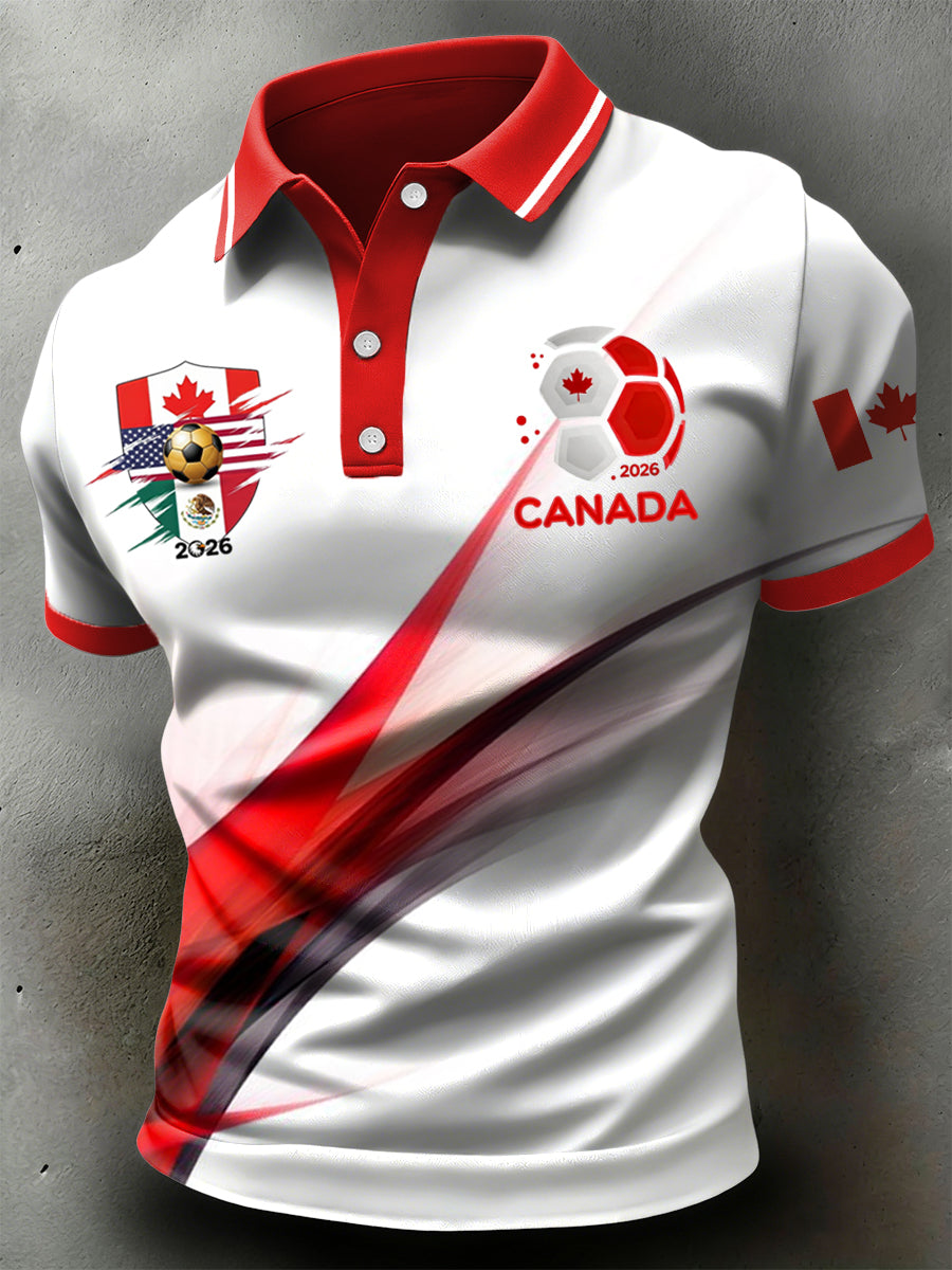 Retro Canada 2026 Soccer Fan Casual Polo Shirt