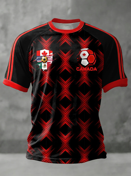 Retro Canada 2026 Soccer Art Casual T-Shirt