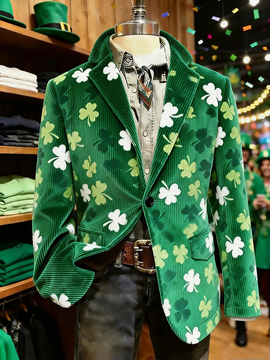 Men's St. Patrick's Day Shamrocks Print Casual Suit