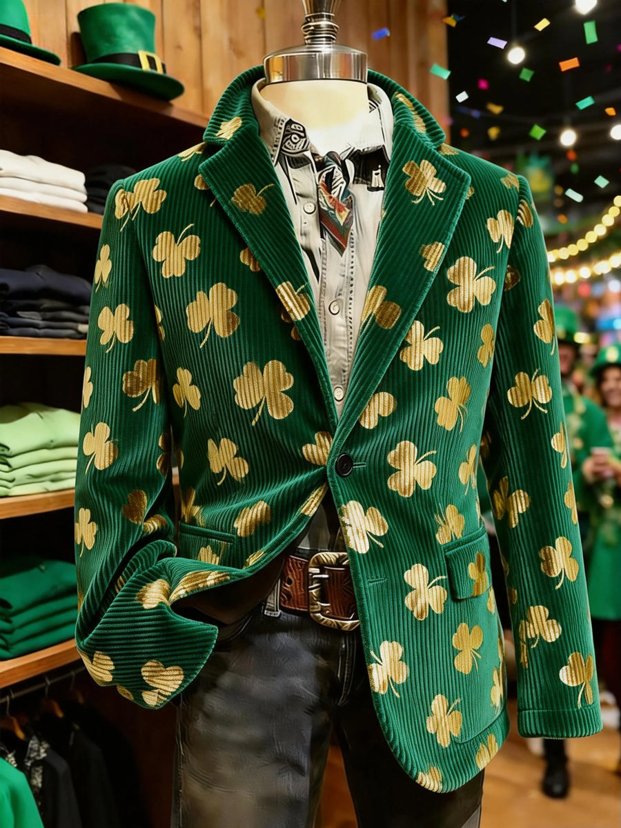 Men’s St. Patrick's Day Shamrocks Print Casual Suit