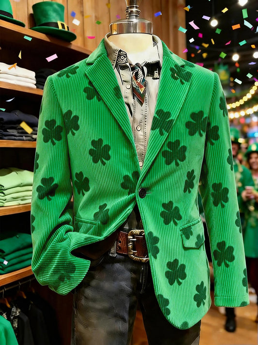 Men’s St. Patrick's Day Shamrocks Print Casual Suit