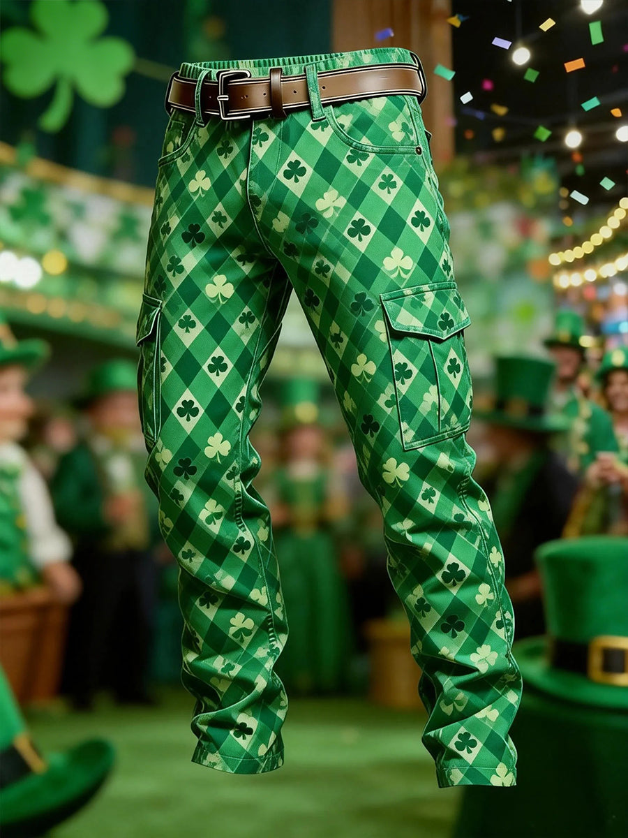 Men's St. Patrick's Day Shamrocks Print Casual Pants