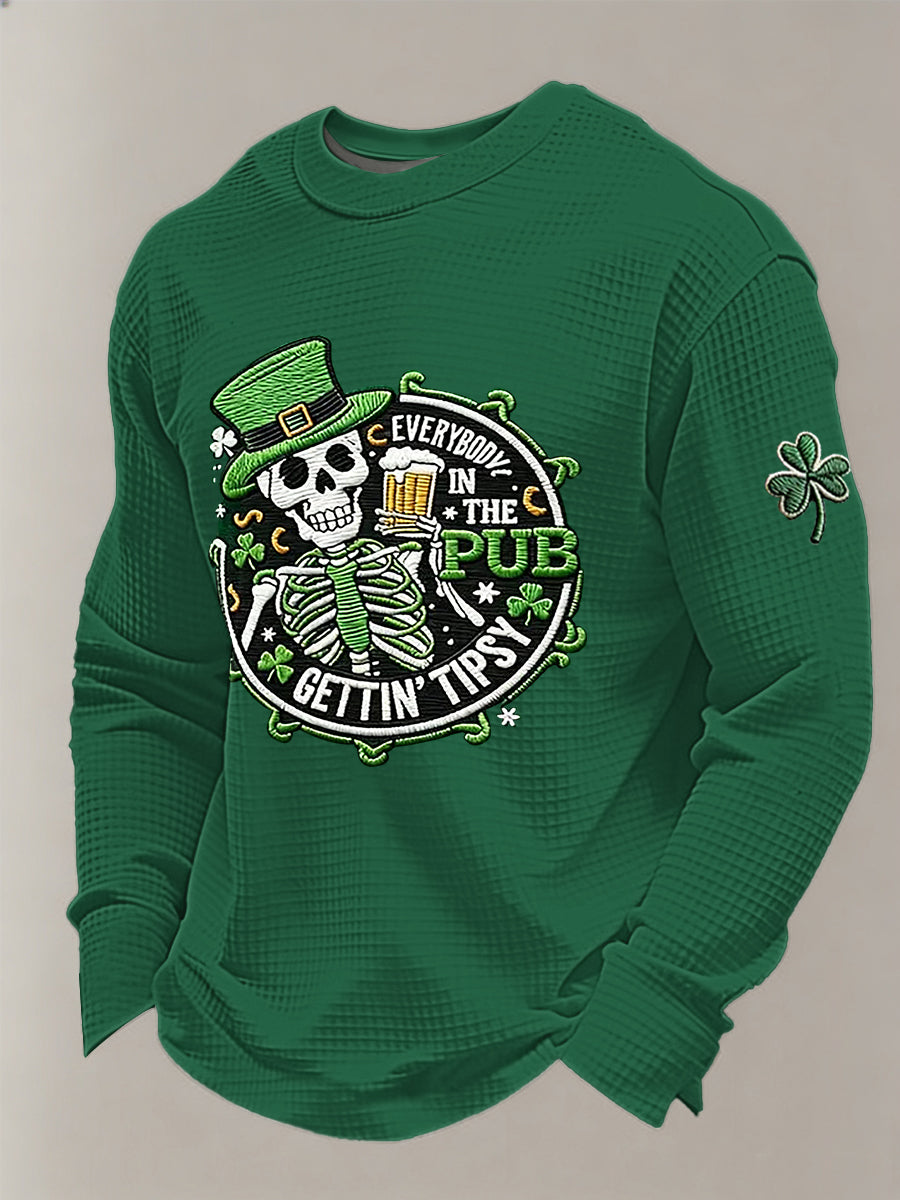 Men's St. Patrick's Day Everybody In The Pub Gettin’ Tipsy  Waffle Sweatshirt