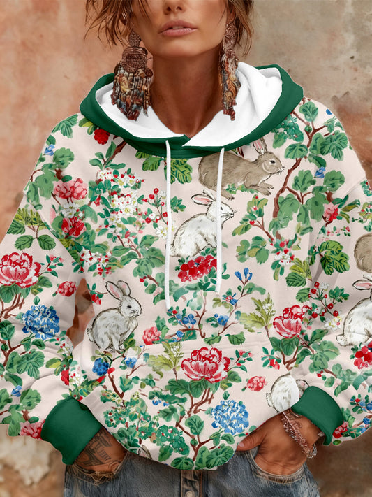Women's Farm Rabbit Print Hoodies