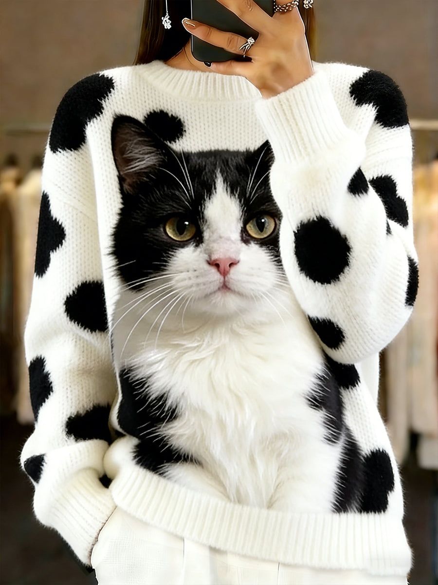 Women's Vintage Animal Print Comfort Casual Sweater