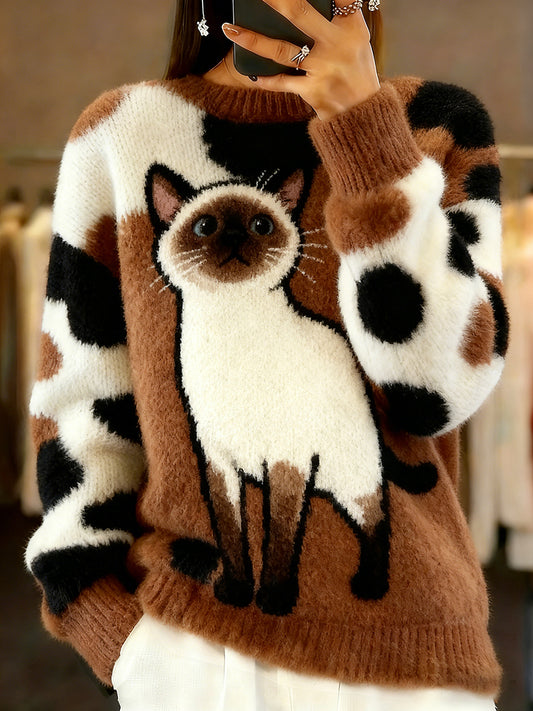 Women's Vintage Animal Print Comfort Casual Sweater