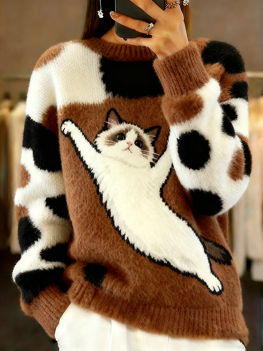 Women's Vintage Animal Print Comfort Casual Sweater