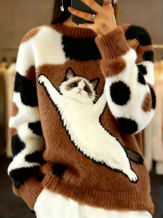 Women's Vintage Animal Print Comfort Casual Sweater