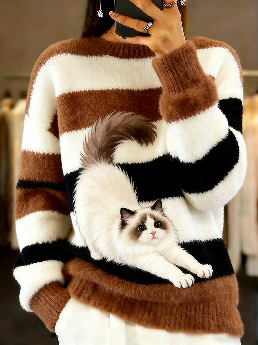 Women's Vintage Animal Print Comfort Casual Sweater