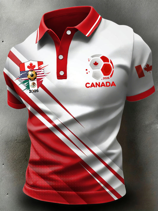 Retro Canada 2026 Soccer Geometric Casual Polo