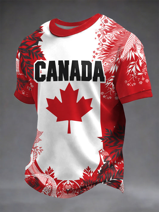 Retro Canada 2026 Soccer Maple Leaf Art Casual T-Shirt