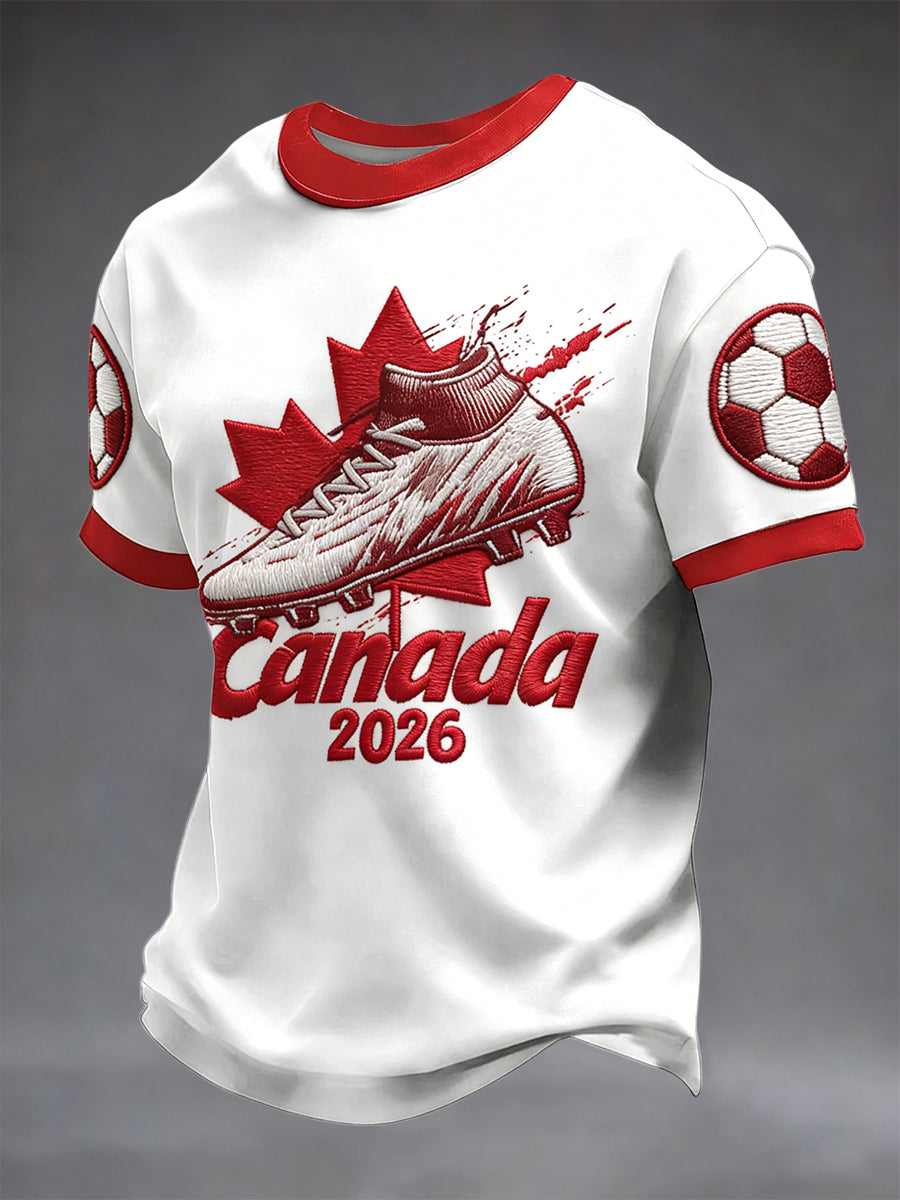 Retro Abstract Canada 2026 Soccer Championship Casual T-Shirt