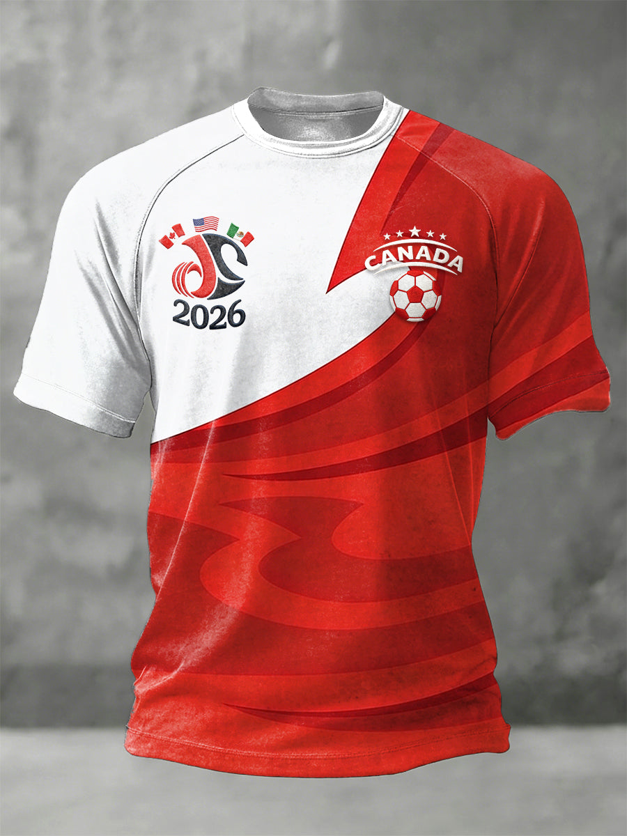 Men's Canada 2026 Print Casual Football Shirt T