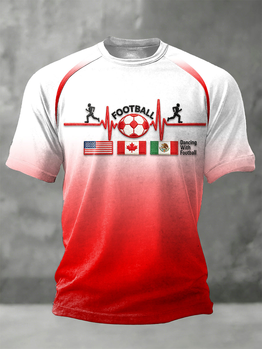 Men's Canada Football Gradient Print Casual Jersey T-Shirt