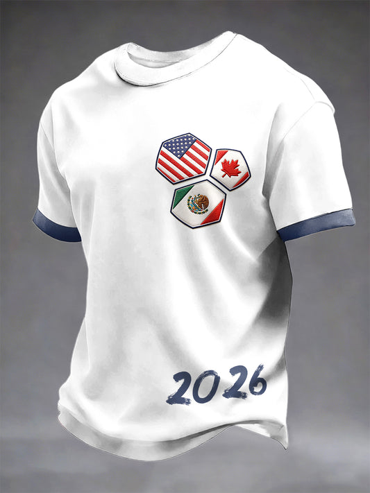 Men's White Canada Football 2026 Print Simple Jersey T-Shirt
