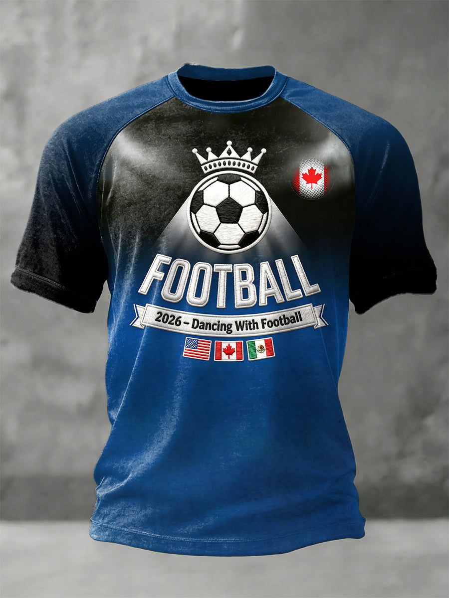 Men's Canada Football Print Raglan Sleeve Casual Jersey T-Shirt